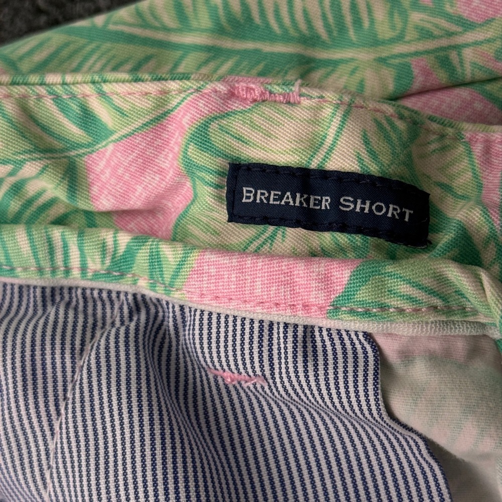 Vineyard Vines Breaker Short Mens 34 Pink Green Palm Leaf Chino Shorts READ - Picture 6 of 15